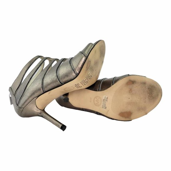 MICHAEL Michael Kors Mavis Open Toe Leather Bronze Heel Sandal - Sz. 6.5M - Picture 11 of 12